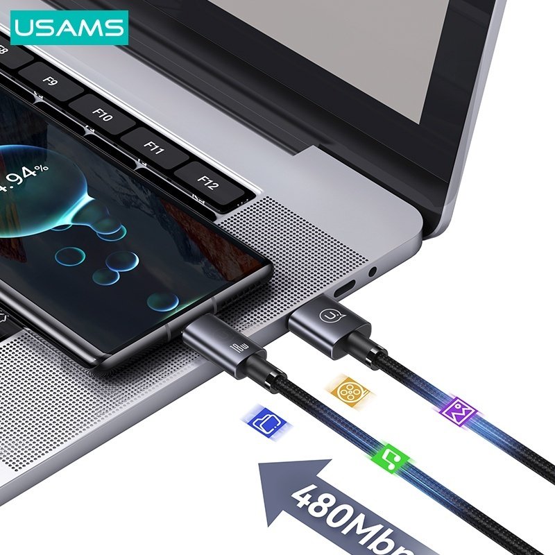 Кабель Usams USB 2.0 (F), USB TypeC (M) черный купить,0