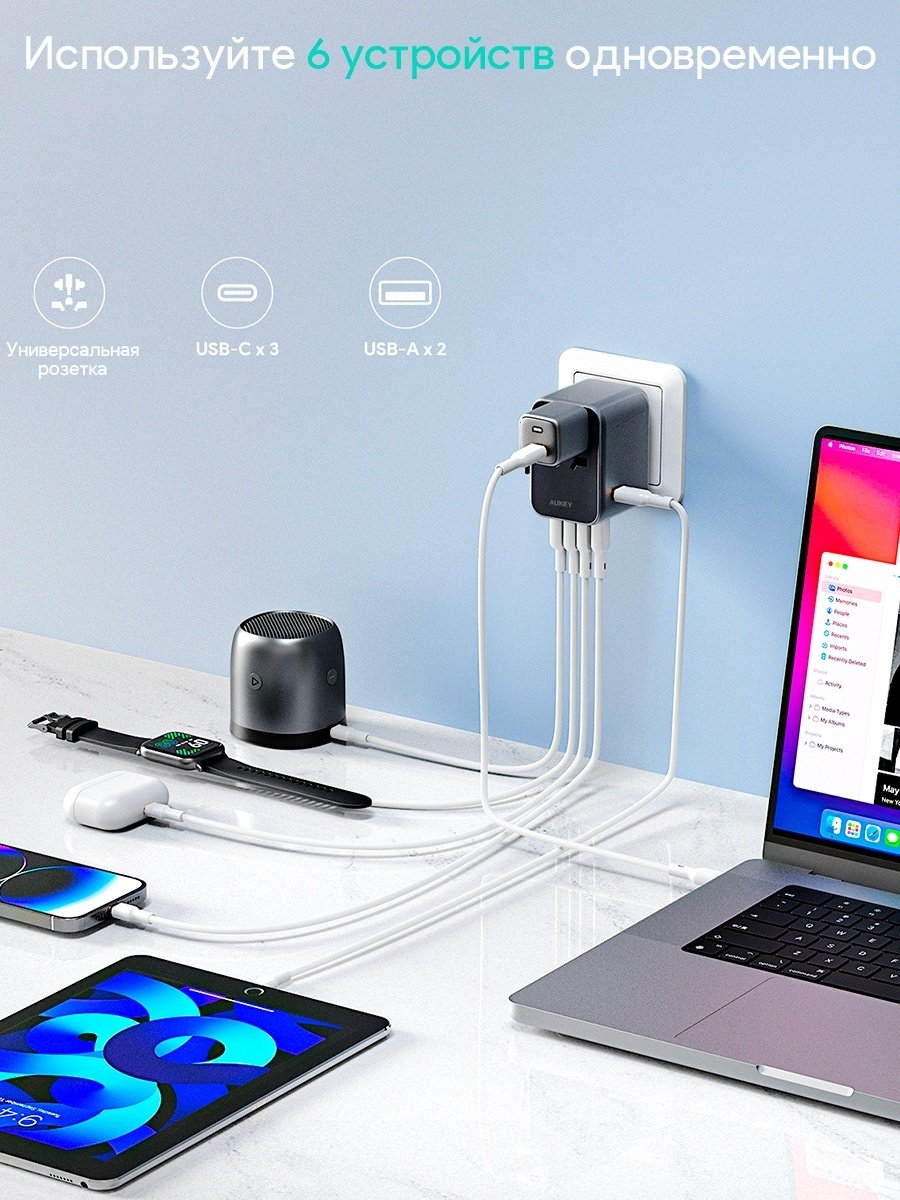 Зарядное устройство Aukey PA-TA07 USB Type-C, USB черный - ForteMarket Зарядное устройство Aukey PA-TA07 USB Type-C, USB черный купить,0