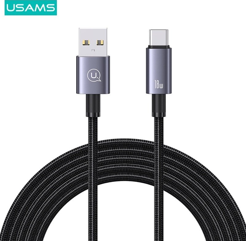 Кабель Usams USB 2.0 (F), USB TypeC (M) черный купить,0