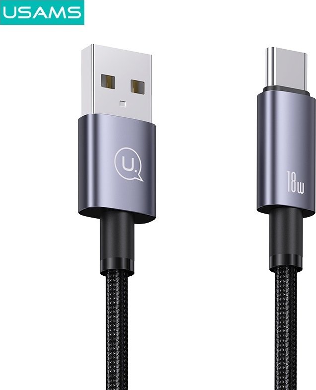 Кабель Usams USB 2.0 (F), USB TypeC (M) черный купить,0