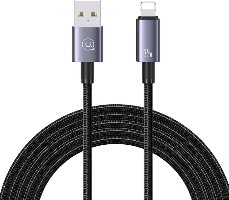 Кабель Usams Lightning (M), USB 2.0 (M) черный