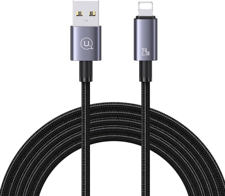 Кабель Usams Lightning (M), USB 2.0 (M) черный