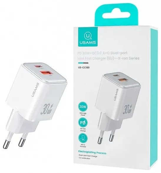 Зарядное устройство Usams US-CC189 USB Type-C, USB белый купить,NaN