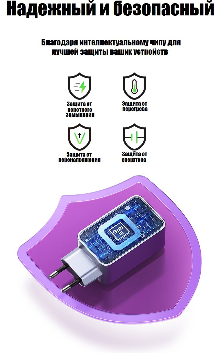 Зарядное устройство Ugreen 25874 USB Type-C, USB серый купить,19900