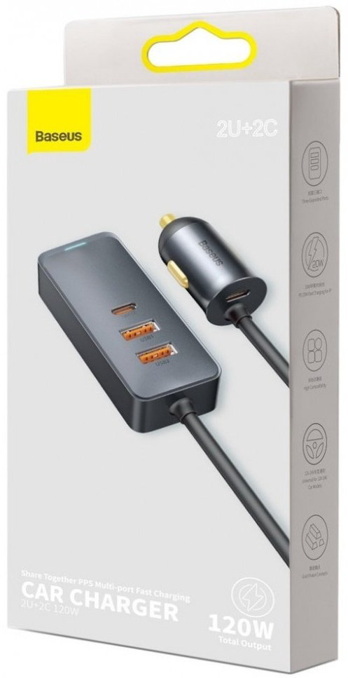 Зарядное устройство Baseus Share Together PPS Multi-port 2U+2C 120W серебристый купить,NaN