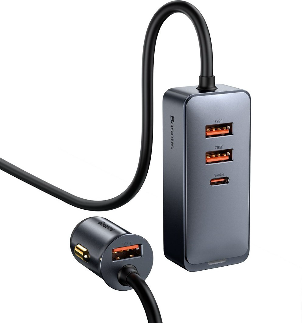 Зарядное устройство Baseus Share Together PPS Multi-port Car Charger 3U+1C 120W серый купить,NaN