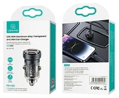 Зарядное устройство Usams US-CC175 C35 USB Type-C, USB черный купить,0