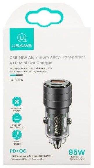 Зарядное устройство Usams CC176CC01 USB, USB Type-C черный купить,NaN