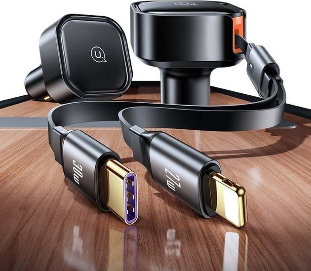 Зарядное устройство Usams US-CC219 Lightning, USB Type-C черный купить,NaN