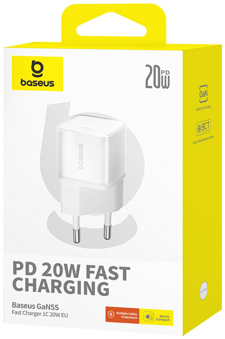 Зарядное устройство Baseus GaN5S 1C 20W USB Type-C белый купить,NaN