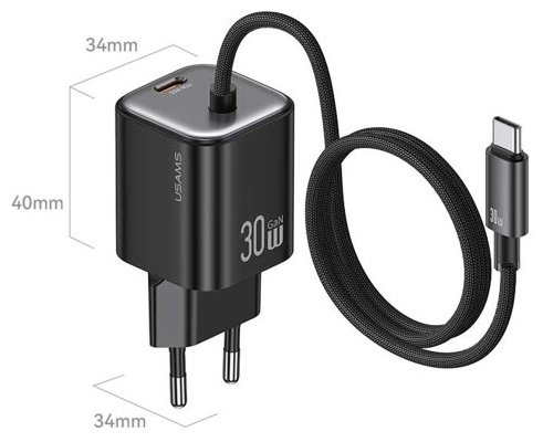 Зарядное устройство Usams CC264 USB Type-C черный купить,NaN