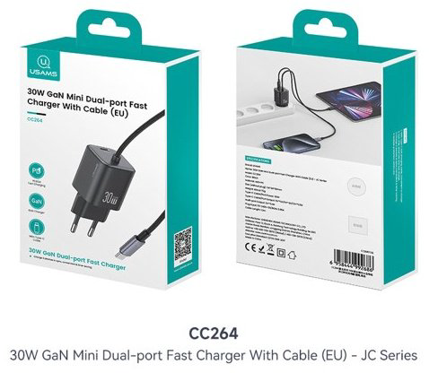 Зарядное устройство Usams CC264 USB Type-C черный купить,NaN