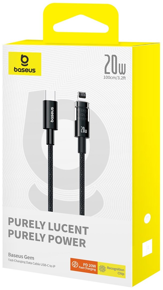 Кабель Baseus USB TypeC (M), Lightning (M) черный купить,0
