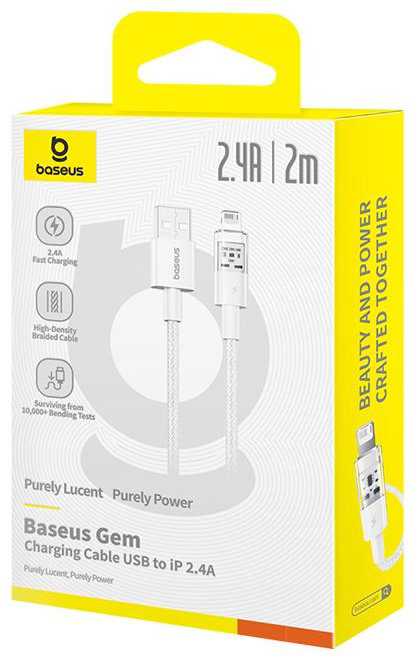 Кабель Baseus USB 3.0 (M), Lightning (M) белый купить,NaN