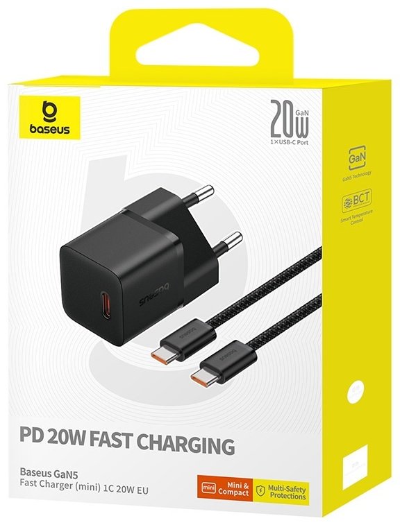 Зарядное устройство Baseus GaN5 mini 1C 20W USB Type-C черный - ForteMarket Зарядное устройство Baseus GaN5 mini 1C 20W USB Type-C черный купить,0