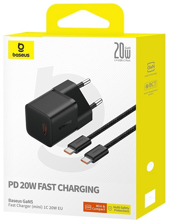 Зарядное устройство Baseus GaN5 mini 1C 20W USB Type-C черный купить,NaN
