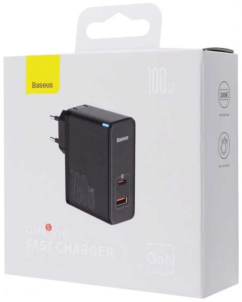 Зарядное устройство Baseus GaN5 Pro C+U 100W USB, USB Type-C черный купить,0
