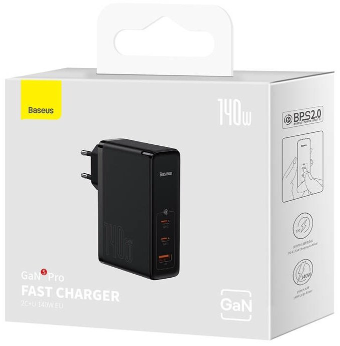 Зарядное устройство Baseus GaN5 Pro 2C+U 140W USB, USB Type-C черный купить,NaN
