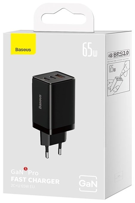Зарядное устройство Baseus GaN5 Pro 2C+U 65W USB, USB Type-C черный купить,0