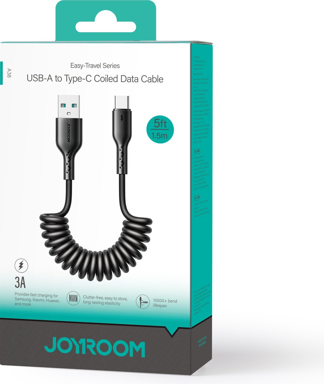 Кабель JOYROOM USB 2.0 (M), USB TypeC (M) черный купить,0