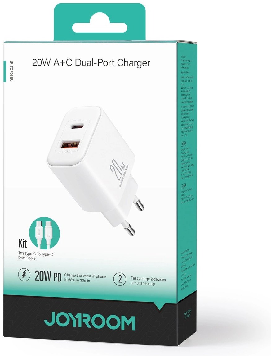 Зарядное устройство JOYROOM JR-TCF05WT USB Type-C, USB белый