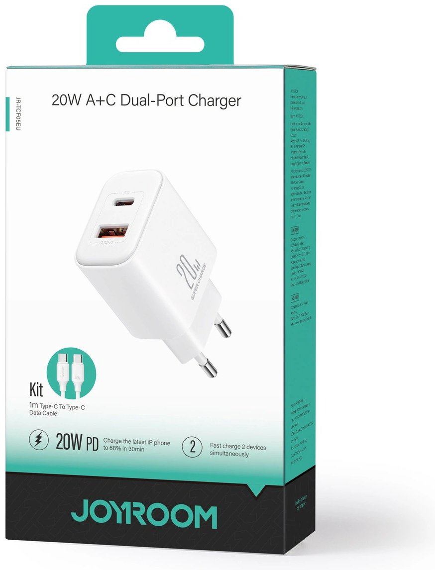 Зарядное устройство JOYROOM JR-TCF05WT USB Type-C, USB белый купить,NaN
