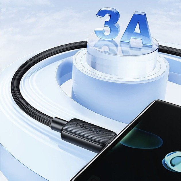 Кабель Usams Lightning (M), USB 2.0 (M) черный купить,0