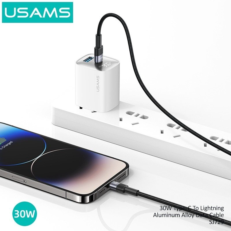 Кабель Usams USB TypeC (M), Lightning (M) черный купить,NaN