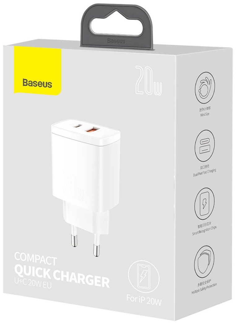 Зарядное устройство Baseus Compact U+C 20W белый