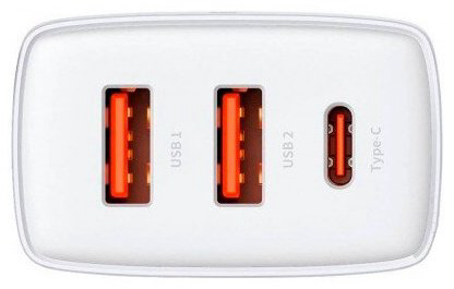 Зарядное устройство Baseus Compact 2U+C 30W USB Type-C, USB белый купить,NaN