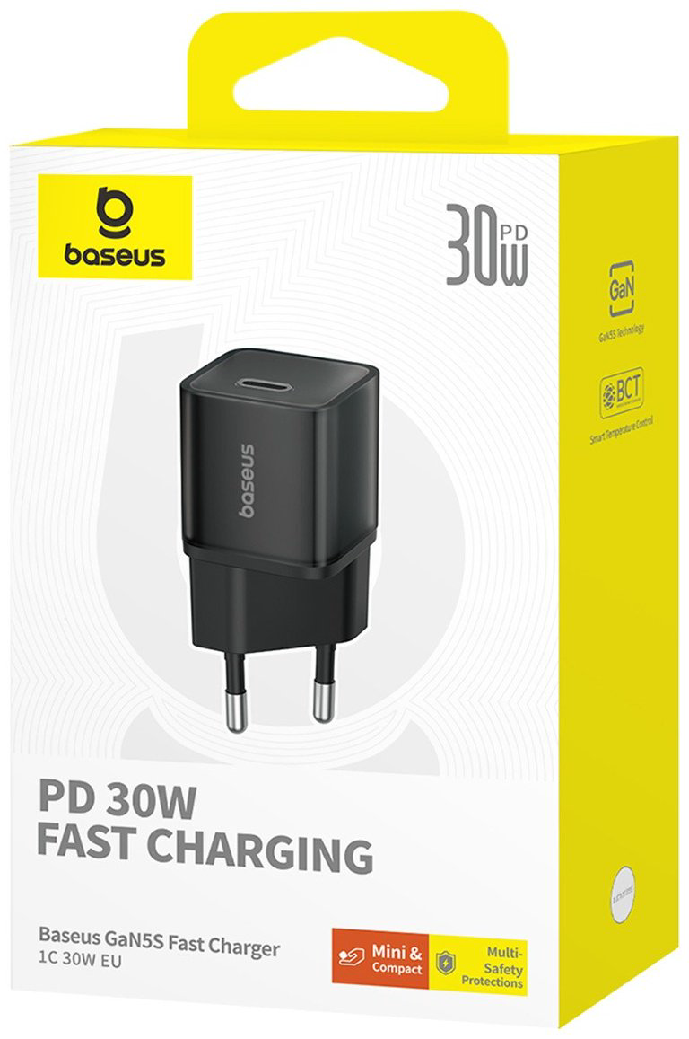 Зарядное устройство Baseus GaN5S 1C 30W USB Type-C черный купить,NaN