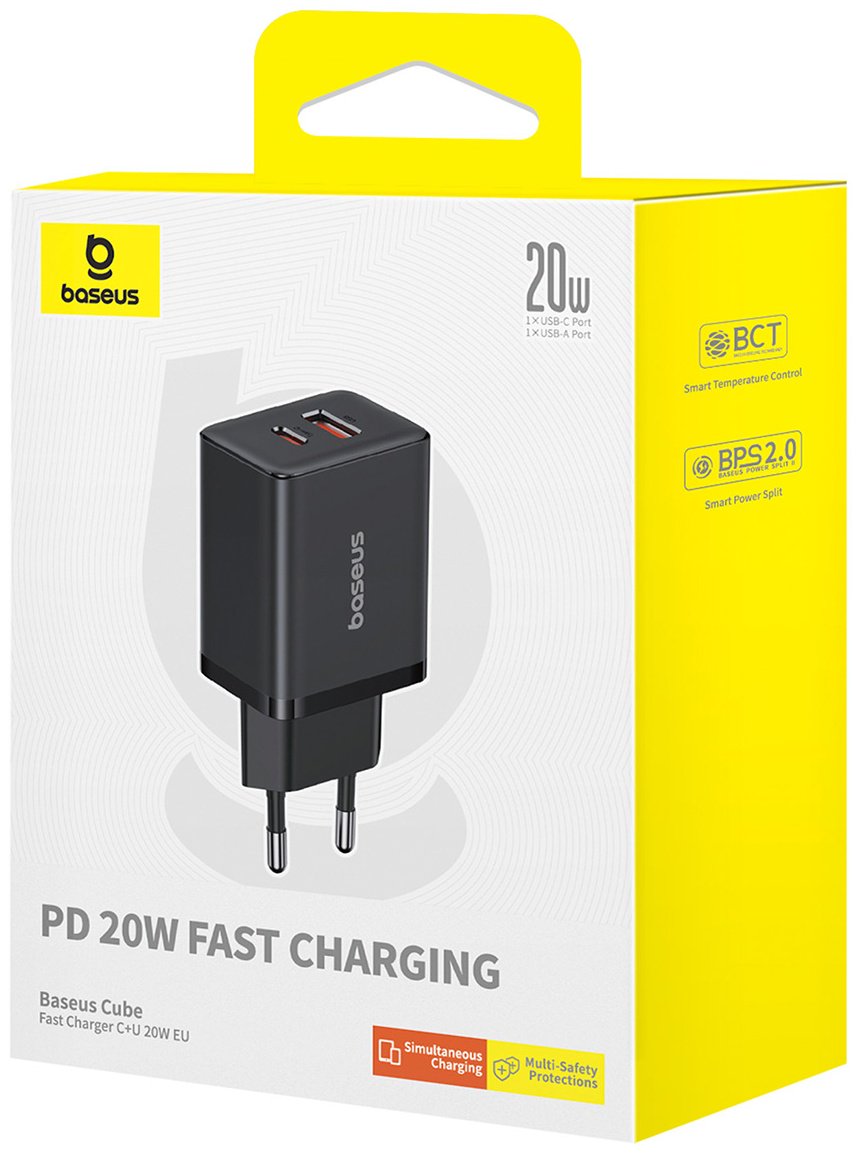 Зарядное устройство Baseus Cube GaN5 C+U 20W USB Type-C, USB черный купить,NaN