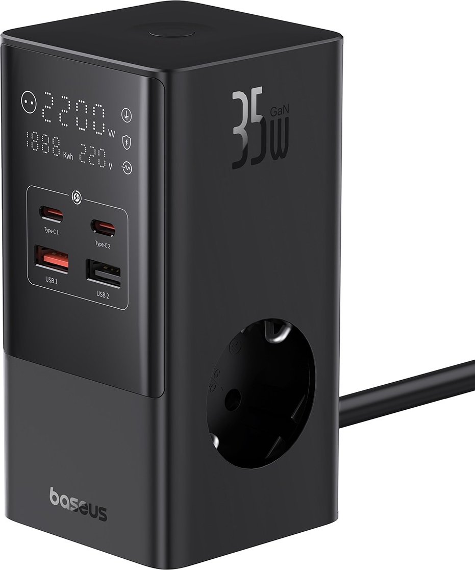 Зарядное устройство Baseus GaN5 PowerCombo PowerStrip 3AC+2U+2C 35W черный