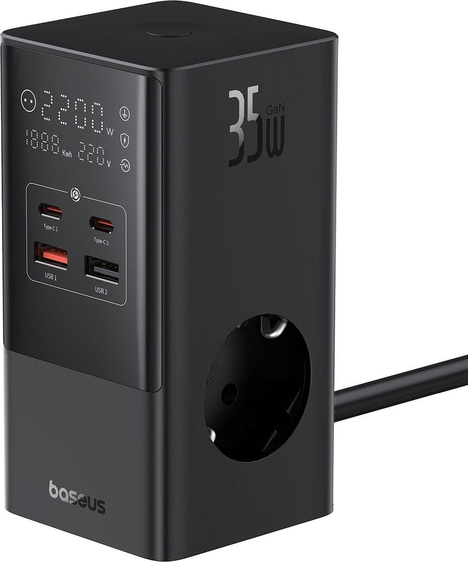 Зарядное устройство Baseus GaN5 PowerCombo PowerStrip 3AC+2U+2C 35W черный купить,NaN