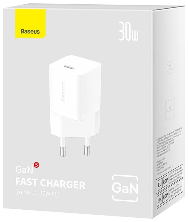 Зарядное устройство Baseus GaN5 (mini) 1C 30W USB Type-C белый - ForteMarket Зарядное устройство Baseus GaN5 (mini) 1C 30W USB Type-C белый купить,0