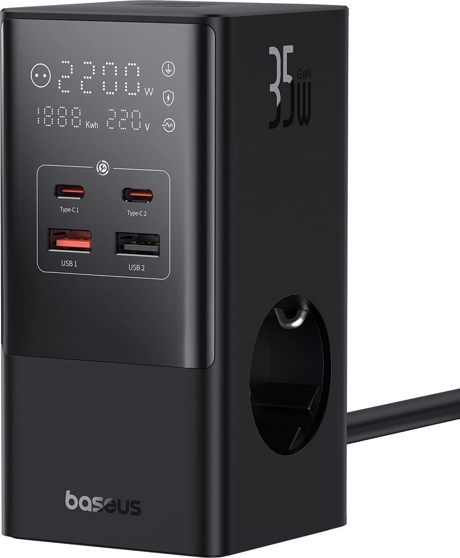 Зарядное устройство Baseus GaN5 PowerCombo PowerStrip 3AC+2U+2C 35W черный - ForteMarket Зарядное устройство Baseus GaN5 PowerCombo PowerStrip 3AC+2U+2C 35W черный купить,0