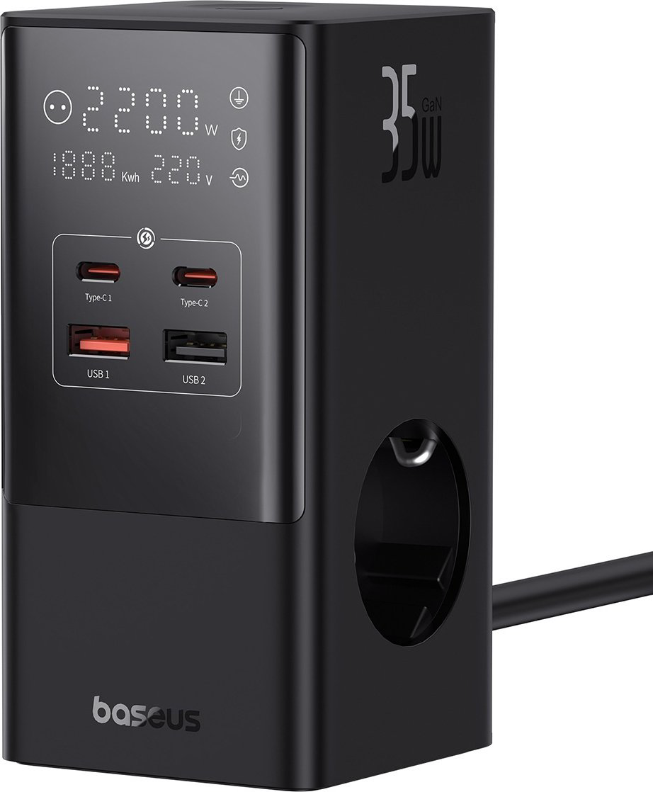 Зарядное устройство Baseus GaN5 PowerCombo PowerStrip 3AC+2U+2C 35W черный купить,NaN
