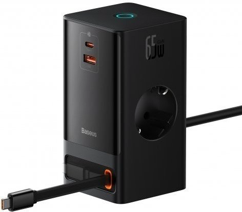 Зарядное устройство Baseus GaN5 PowerCombo PowerStrip 2AC+2C+U 65W USB Type-C, USB черный купить,NaN