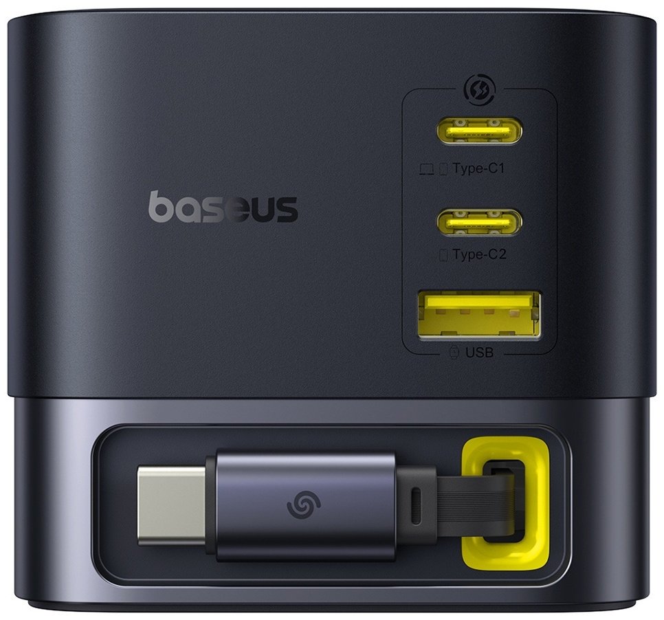 Зарядное устройство Baseus Super GaN Desktop with Retractable Cable 3C+U 100W USB Type-C, USB черный