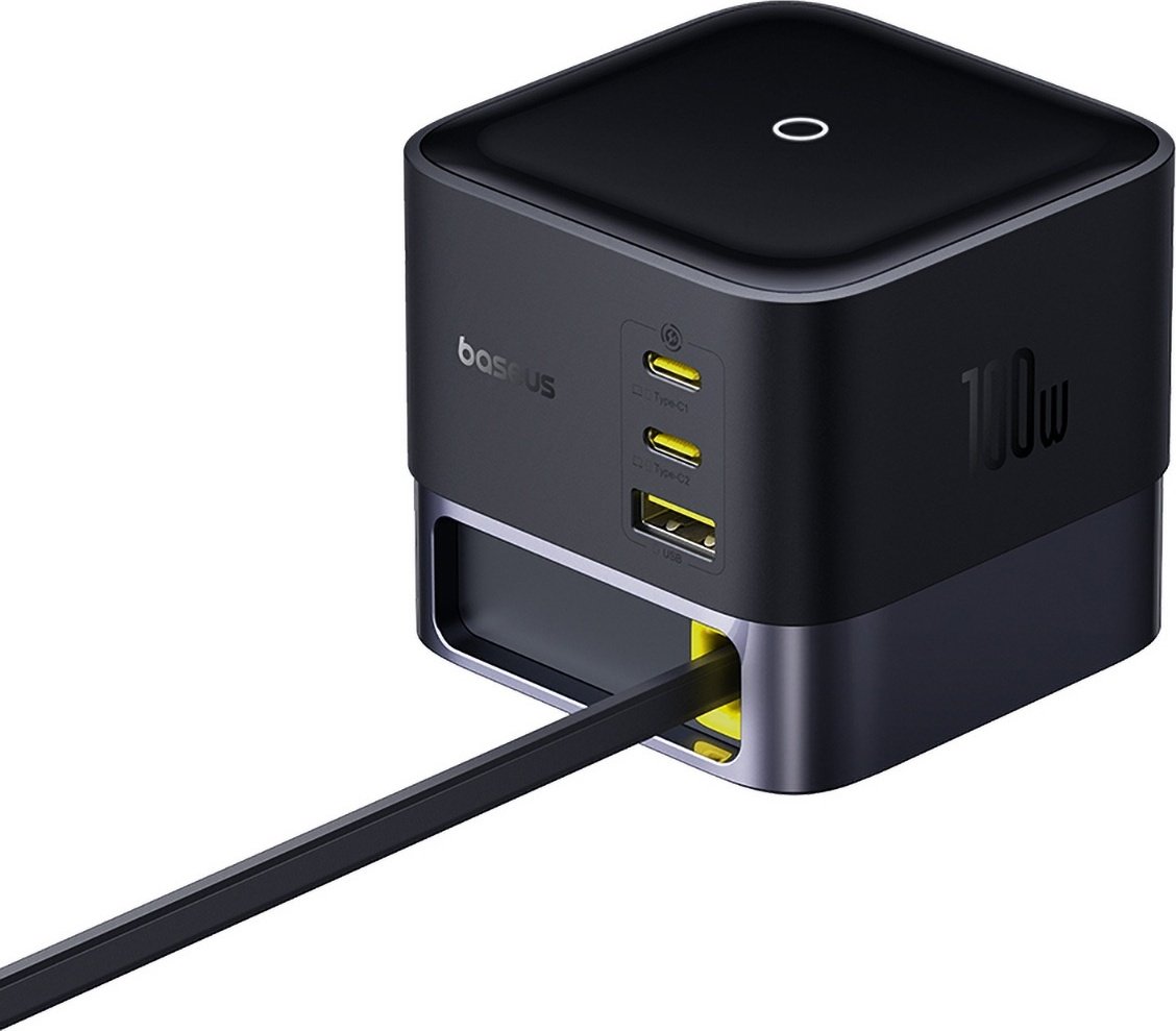 Зарядное устройство Baseus Super GaN Desktop with Retractable Cable 3C+U 100W USB Type-C, USB черный