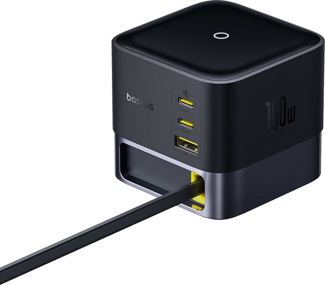 Зарядное устройство Baseus Super GaN Desktop with Retractable Cable 3C+U 100W USB Type-C, USB черный купить,NaN