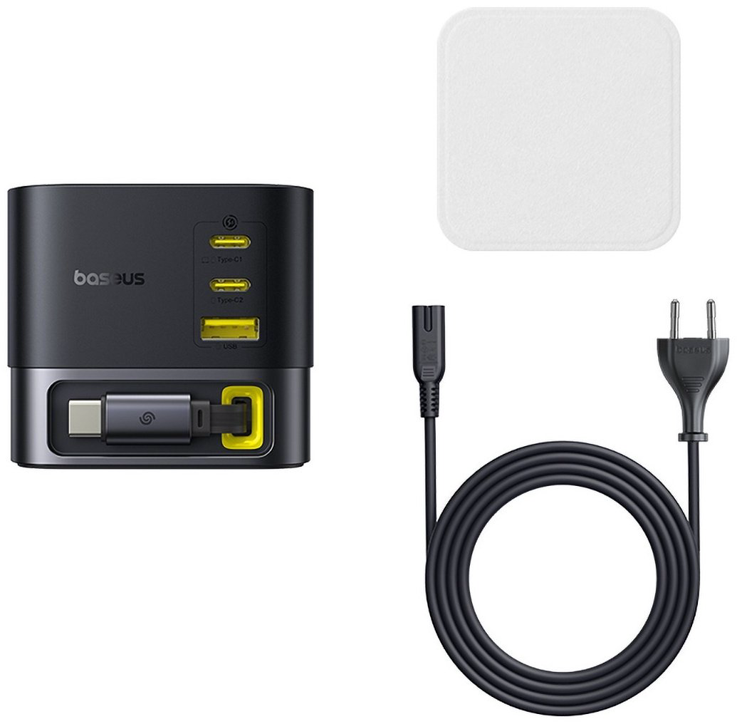 Зарядное устройство Baseus Super GaN Desktop with Retractable Cable 3C+U 100W USB Type-C, USB черный купить,NaN