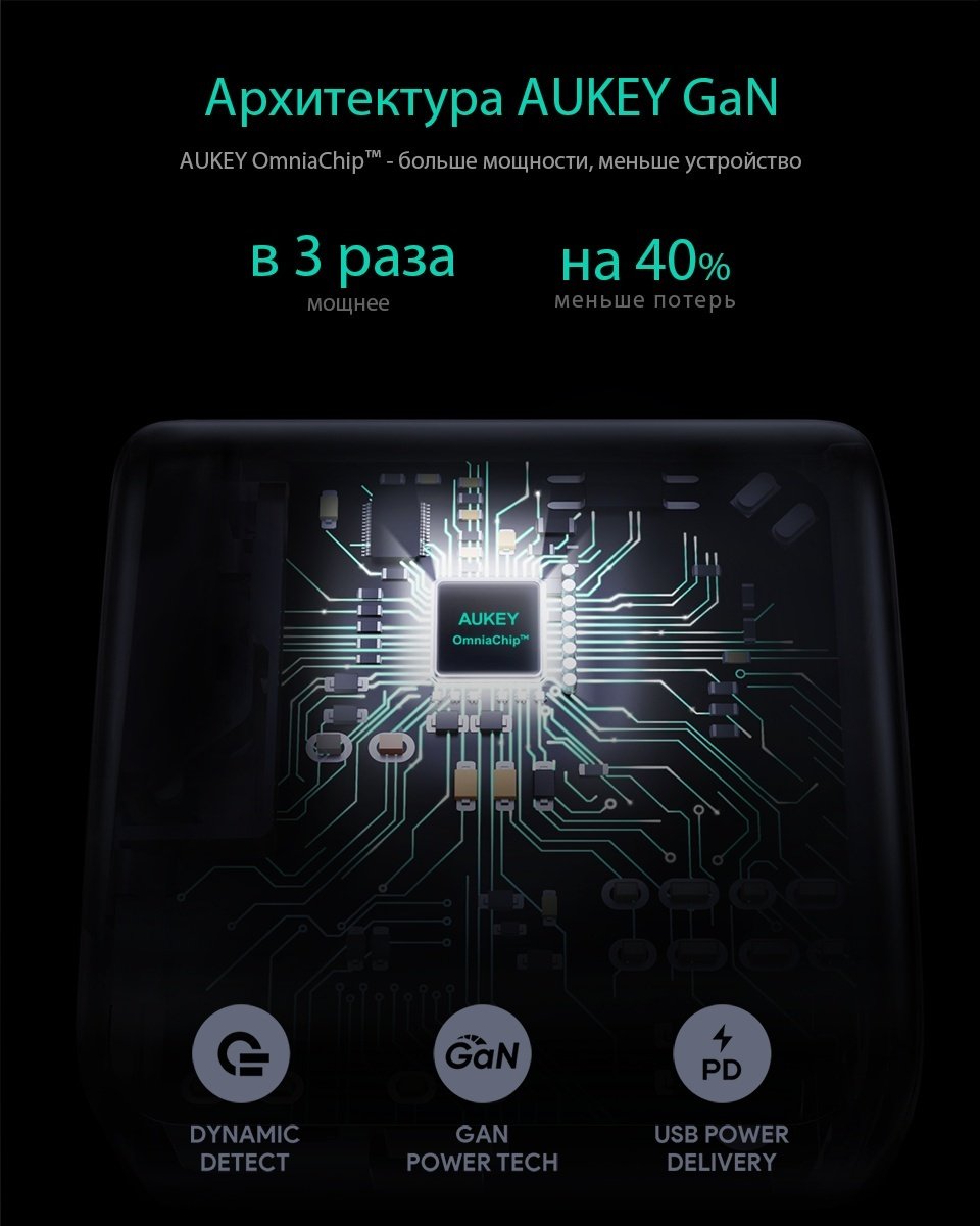 Зарядное устройство Aukey PA-B4 USB Type-C черный купить,0