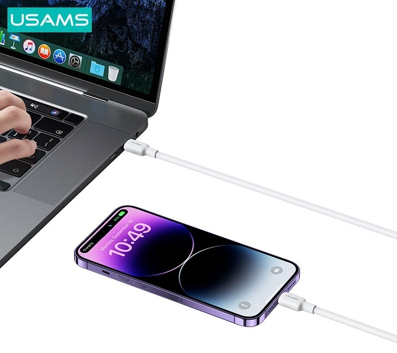 Кабель Usams Lightning (M), USB TypeC (M) белый купить,0