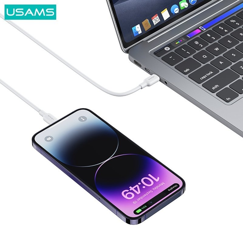 Кабель Usams Lightning (M), USB TypeC (M) белый купить,0