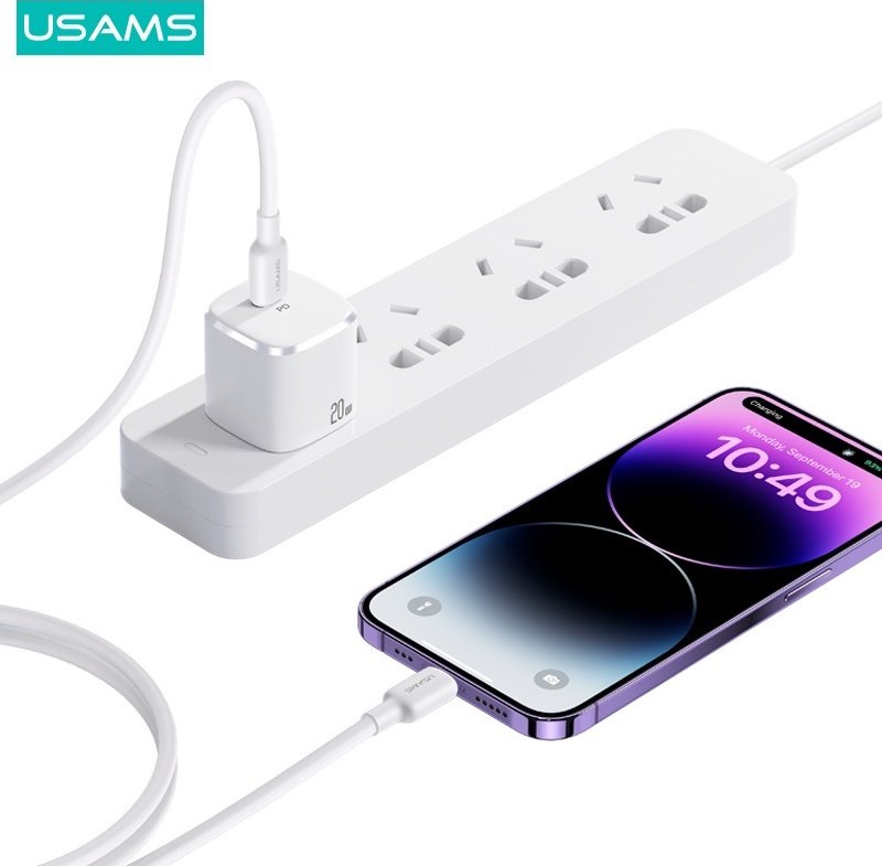 Кабель Usams Lightning (M), USB TypeC (M) белый купить,0
