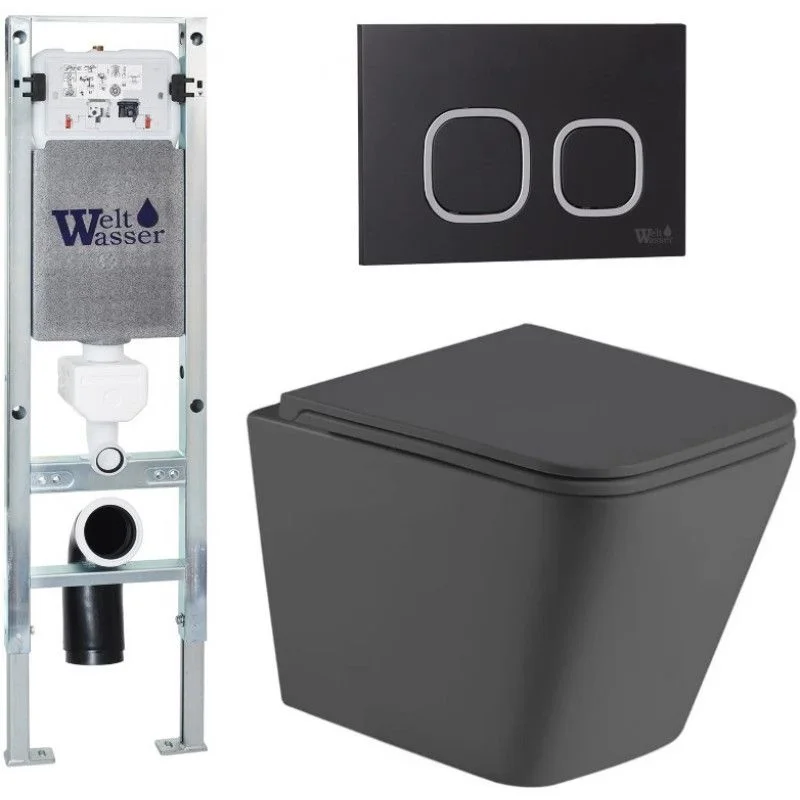 Комплект Инсталляция WeltWasser AG350ST45 AMBERG 350 ST + GELBACH 043 MT-GR + AMBERG RD-BL черный купить,NaN