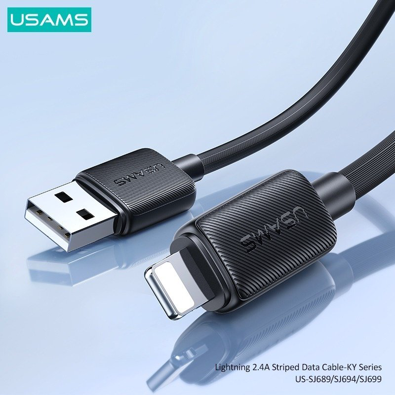 Кабель Usams USB 3.0 (M), Lightning (M) черный купить,NaN
