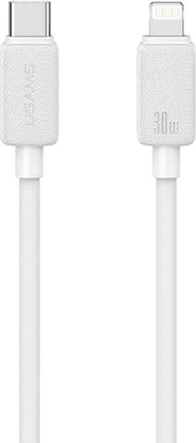 Кабель Usams USB TypeC (M), Lightning (M) белый