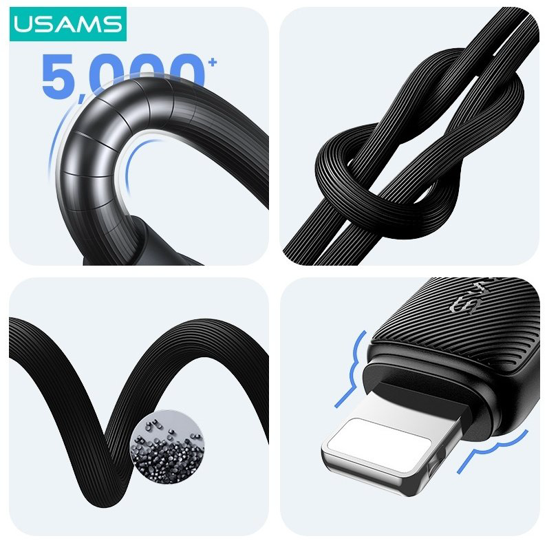 Кабель Usams USB 3.0 (M), Lightning (M) черный купить,NaN